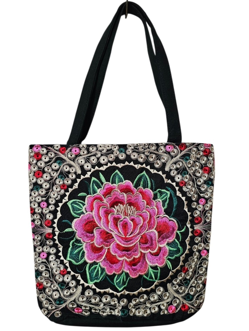 Embroidered Flower Tote